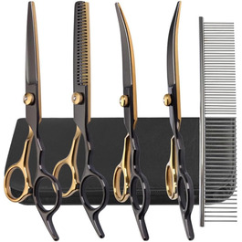 Набір ножиць для грумінгу собак, 7-в-1: ножиці з нержавіючої сталі з безпечними закругленими кінцями, ножиці для стрижки шерсті собак, ножиці для грумінгу котів та собак