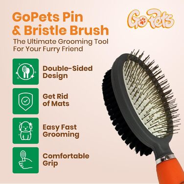 Двостороння щітка GoPets для догляду за шерстю собак і котів, для короткої, середньої та довгої шерсті