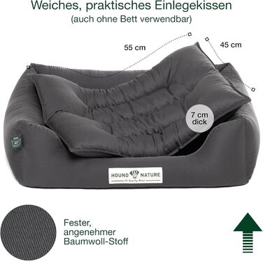 М'яке собаче ліжко HOUND & NATURE Bern Eco, розмір S (75x60 см), сіре - зручне та миється