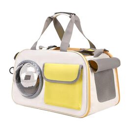 Транспортна сумка для кота Transportbox Katze, складана переноска для кошенят з вікном-пузирем | Дихаюча сумка на плечі для собак, переноска для кота в літак, на вулицю, кемпінг, мотоцикл, автомобіль, жовта