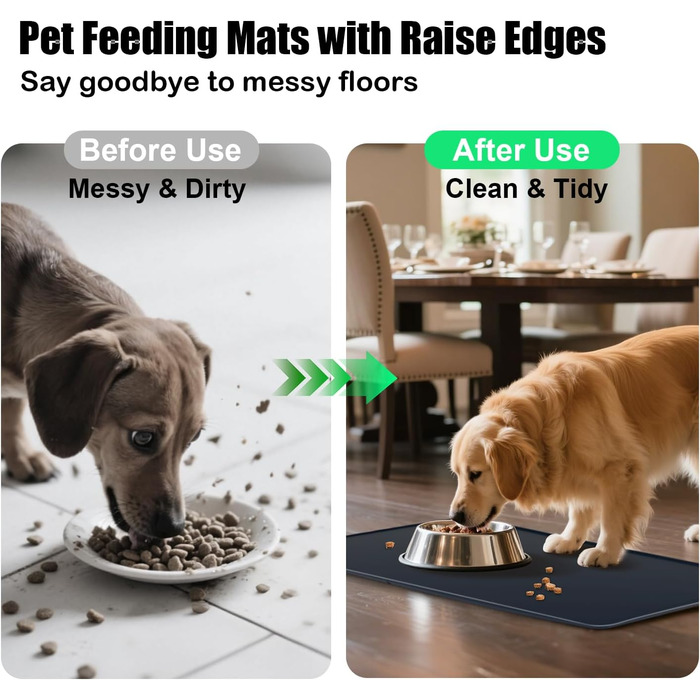 Килимок для годування собак та котів з силікону харчової якості, з високими бортиками, чорний (L)