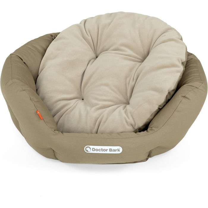 Кругле ліжко для собак Doctor Bark - м'яке, ортопедичне, для середніх собак, 50x40 см, Made in Germany (Королівський блакитний, Золотисто-коричневий)