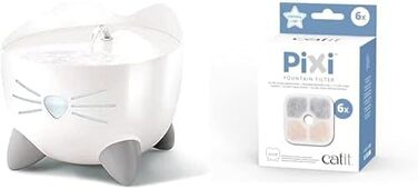 Автоматичний питний фонтан Catit Pixi для котів, 2,5 л, білий + фільтри Catit Pixi для фонтану, 6 шт, білий