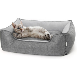 Ортопедичне собаче ліжко Lucky Sign з м'яким флаєсом, 90x65x21 см, сірий колір. Знімний чохол, для великих та маленьких собак