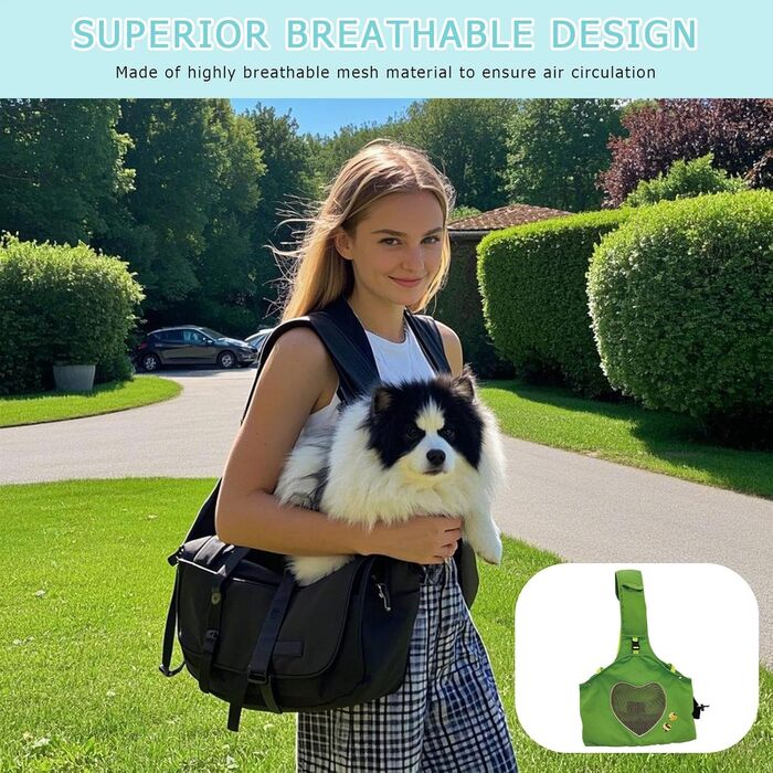 Сумка-переноска для собак і котів, легка переноска для тварин, зелена, для вигулу та подорожей