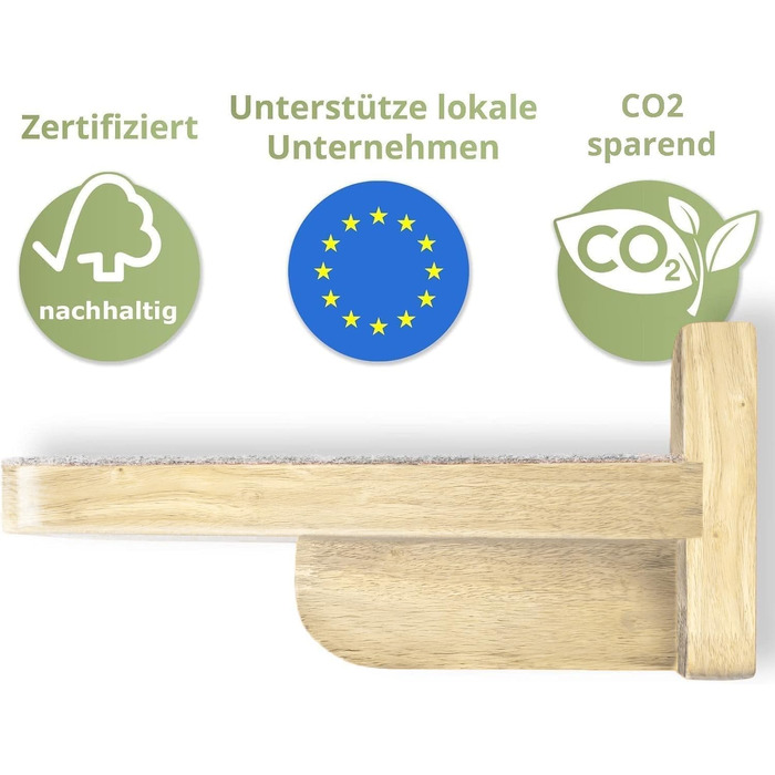 WOOWOOD® Комплект для лазіння котів: драбинка для котів на стіну, 3 входи, світле дерево, XL розмір