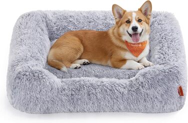 Ліжко для собак Feandrea, 71 x 55 x 18 см, м'яке, з піднятими бортиками, знімний чохол, колір Ombré Grey