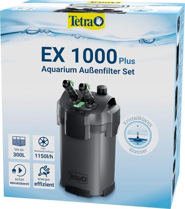 Зовнішній фільтр для акваріума Tetra EX 1000 Plus, до 300 л, потужний очищувач води для кришталево чистої води, внутрішнє використання