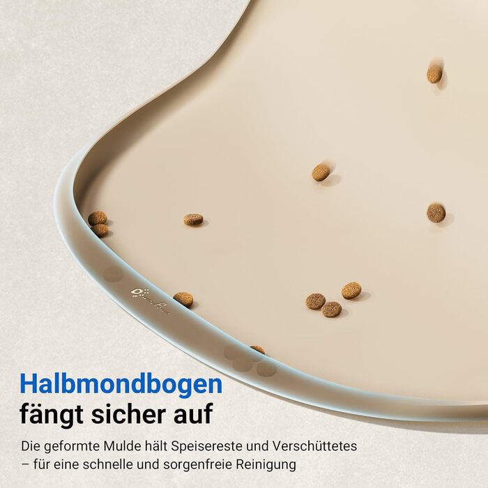 Підкладка під миску для котів DownyPaws, силіконова, 45 x 32 см, бежева - протиковзна, легко миється, BPA-free