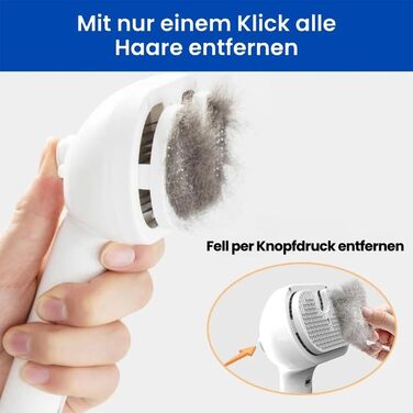 Фурмінатор Fellmoment 3-в-1: Парова щітка для тварин, для собак та котів, самоочисна, з функцією спрею (зелена з блакитним світлом)