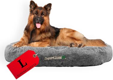 Лежанка для собак середніх порід SuperKissen24 - водонепроникна лежанка для котів - лежанка для собак з антикіготного матеріалу - антиалергенна та протиковзна - 60 x 14 см, сірий колір (L)