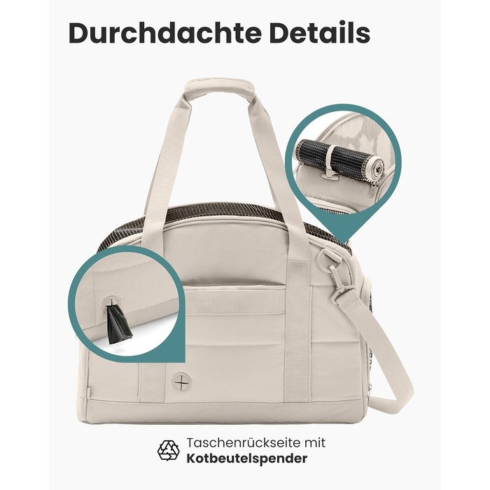 Транспортна сумка для собак Larkson Tjark (до 8 кг) Бежева - для подорожей літаком, підходить для собак та котів