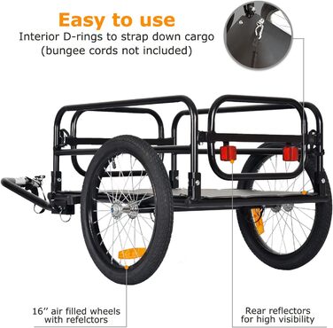 Складаний вантажний причіп Tiggo для велосипеда, об'єм 70 літрів, вантажопідйомність 40 кг
