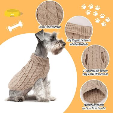 Пуловер для собак, маленьких та середніх порід, 2 шт. (білий + червоний, бежевий + чорний), S