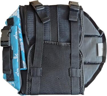 Жилет для собак Snik-S з світловідбиваючими смугами та регульованим поясом, плавальна куртка для собак з короткою мордою (Мопс, Бульдог, Пудель), розмір L, квітковий принт, блакитний колір