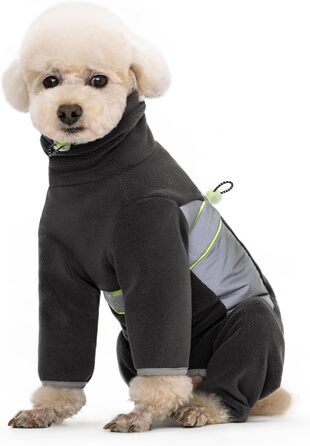 Флісовий теплий зимовий костюм для собак BT Bär з кільцем D, світловідбиваючими елементами та блискавкою (S, Темний сірий)