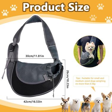 Сумка-переноска для собак Umllpet, регульована, до 6.5 кг, для прогулянок та подорожей