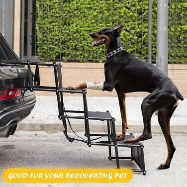 Складана рамка для собак у машину, 4 сходинки, до 90.7 кг, для SUV, вантажівки, диванів, ліжок