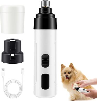 Електричний точилка для кігтів собак Profi Krallenschleifer, для всіх домашніх тварин, 2 швидкості, тихий, білий