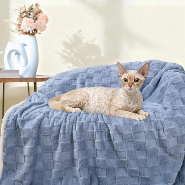 Водонепроникний килимок для собак Luciphia, великий розмір, Sherpa-fleece, двосторонній, захист ліжка та меблів, бежевий (X-Large 85x57 дюймів)