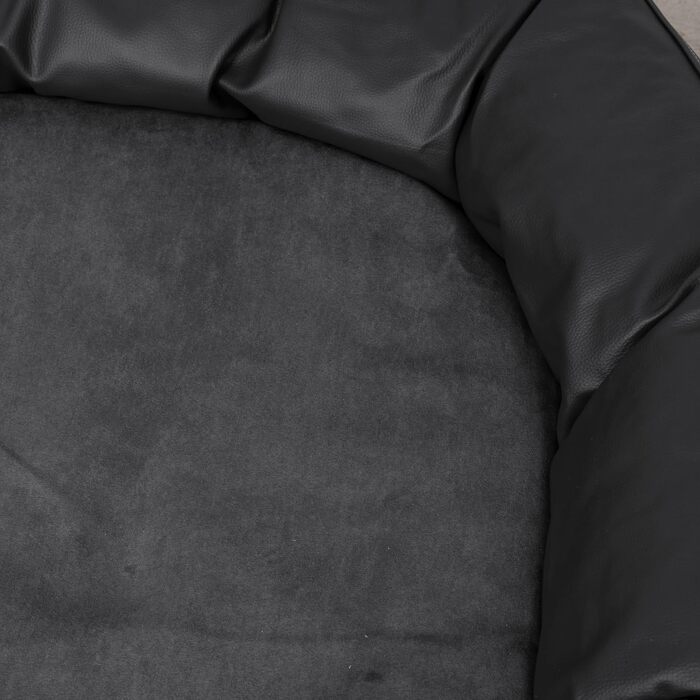 Ортопедичне ліжко для собак Tierlando® Lennart VIP з віскоеластичною матрацом та зносостійким штучним оксамитом | 85x65 см | Графіт