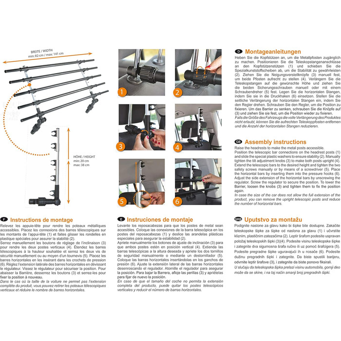Бар'єр для собак у багажник Dobar® 62200 - складаний, універсальний, для автомобіля, з нержавіючої сталі, 28-36 x 82-141 см, чорний