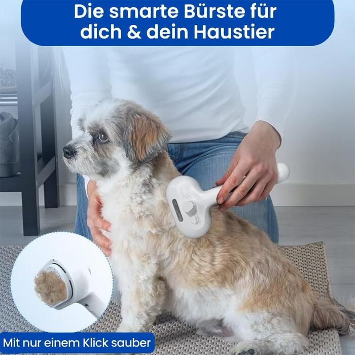 Фурмінатор Fellmoment 3-в-1: Парова щітка для тварин, для собак та котів, самоочисна, з функцією спрею (зелена з блакитним світлом)