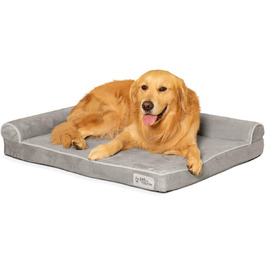Ліжко для собак PetFusion Betterlounge з меморі-піни, велюрове, знімний водонепроникний чохол, розмір L (91×71×15 см)