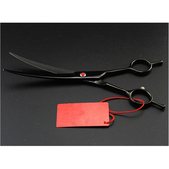 Професійна шерстьнорізальна ножиця для собак та котів, 7' (чорна), вигнутий зріз, без чохла