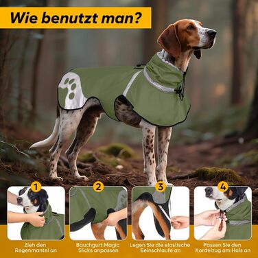 Водонепроникний дощовик для собак, дощова куртка з відбивачем, XL, армійсько-зелений