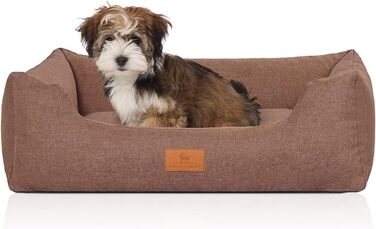 Лягу для собак Knuffelwuff Lotte з велюру, 70 x 50 см - знімний, пральний чохол - для великих, середніх та маленьких собак (світло-коричневий)