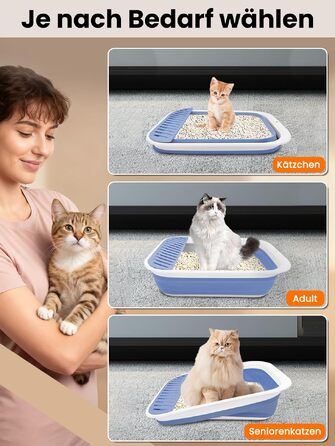 Складаний лоток для котів з низьким входом, великий розмір XL (53×40×14 см), синій