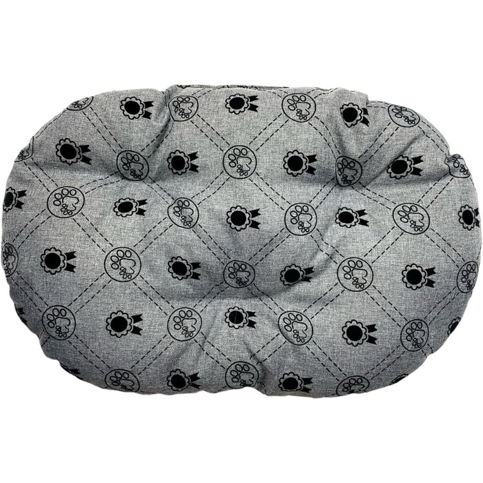 М'який лежак для собак та котів овальної форми, 50x34 см, світло-сірий колір. Лежанка для собак, котячий лежак, килимок для тварин, зручний для перевезення та відпочинку. Можливість прання.