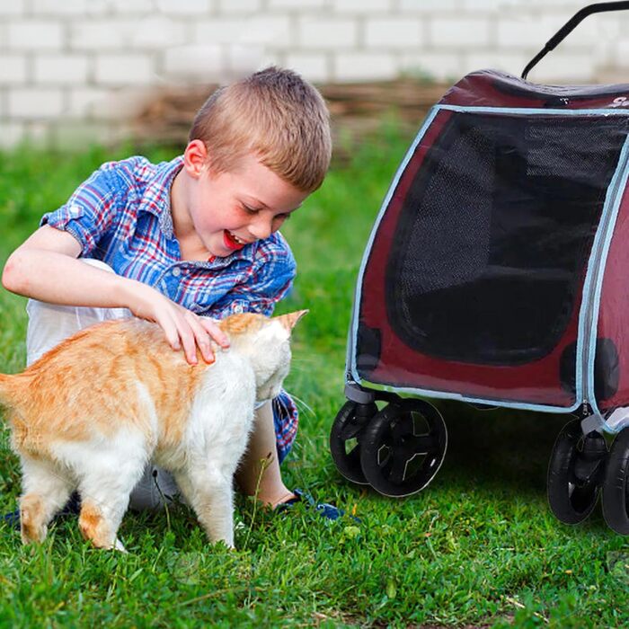 Захист від дощу для візка для собак, велика блискавка, захист для візка для домашніх тварин, водонепроникний, прозорий, PVC, захист від негоди, аксесуари для домашніх тварин