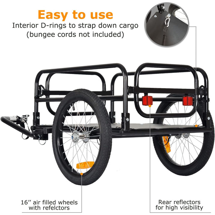Складаний вантажний причіп Tiggo для велосипеда, об'єм 70 літрів, вантажопідйомність 40 кг