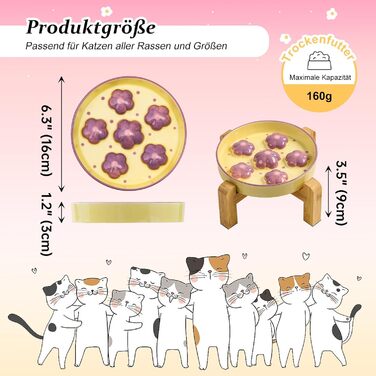Підвищена годівниця для котів Anti Schling Napf - керамічна годівниця з антиковзним основанням, лабіринтовий дизайн, сповільнює годування, фіолетові квіти