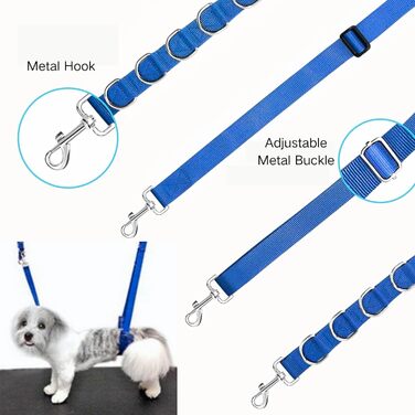 Нашийник для собак 3 шт., міцний, з регульованим тросом та D-кільцями, для грумінгу та купання, блакитний
