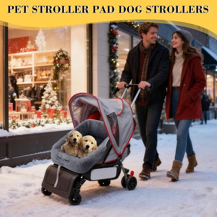 Захисний чохол для візка для собак - водонепроникний, з подушкою | Магнітна підкладка для транспортування, прогулянок, пляжу, ветеринара, сірий