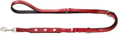 Регульований шкіряний повідок для собак HUNTER Swiss, преміум якість, швейцарський хрест, 1,3×200 см, червоний