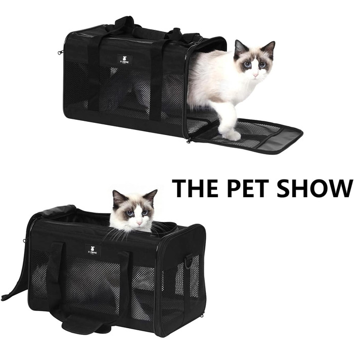 Переносний лежак-переноска для котів та собак X-ZONE, чорний, 44x28x28 см