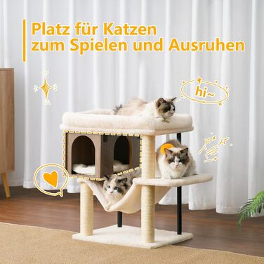 Котячий будиночок з дряпалкою Heybly HCT017WB (Rustic Gray) - велика платформа 54x40 см, висота 57.5 см