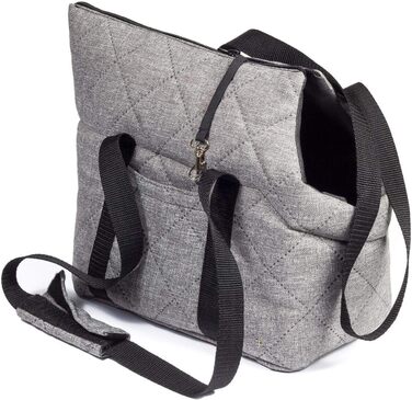 Сумка-переноска для собак та котів, сіра (стьобана), M, до 10 кг, 38 x 28 x 28 см