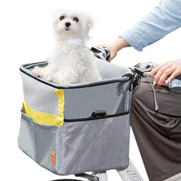 PETCUTE Кошик для собак на велосипед, з ременем безпеки, жовто-сірий, до 7.5 кг