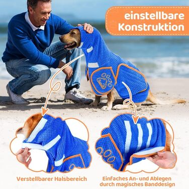 Рушник для собак SlowTon: суперпоглинаючий халат для висушування після купання, плавання, прогулянки. L, блакитний