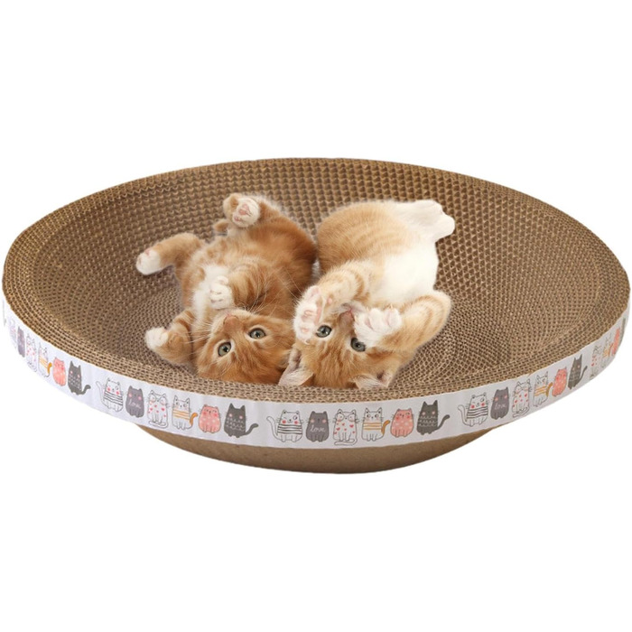 Котячі дряпки, овальні котячі дряпки з мискою та гніздом, гофрокартонна лежанка для котів, котячі дряпки для диванів та килимів (кругла середня (діаметр 40 см, висота 9 см))