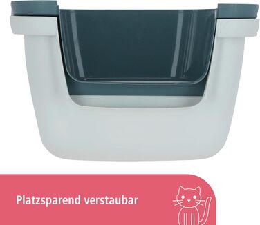 Туалет для котів Kerbl Cathy Clever & Smart, синьо-білий, 58x45x48 см, з висувним лотком