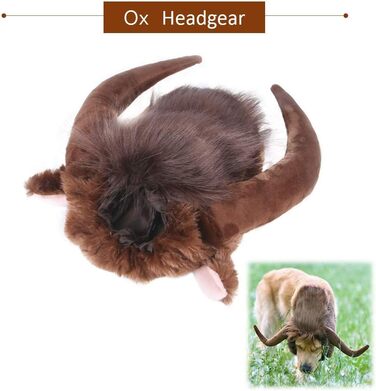 Перука-ріг для костюма собаки, косплей, голова бика, демон для святкування Дня подяки та Різдва
