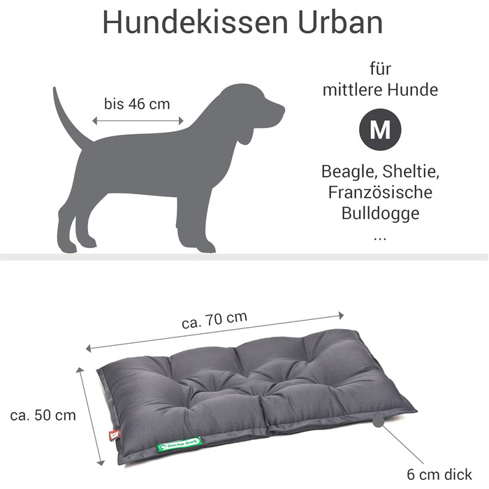 Ортопедичне собаче ліжко Doctor Bark Urban - для собак середніх порід - 70x50 см - сірого кольору - виготовлено в Німеччині - миється до 95°C