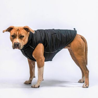 Зимова куртка для собак Spark Paws Warmshield™, водонепроникна, вітрозахисна, флісова, з відбивачами, для середніх і великих порід, чорна, 4XL