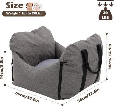 Автомобільний лежак для собак, знімний та миючий, неслизький, для маленьких та середніх собак, з ременями безпеки та бічними кишенями, підходить для будь-якого авто